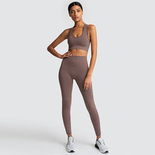 Load image into Gallery viewer, Fitness Clothes Women Gray Yoga Set 2 Piece Exercise Workout Clothing