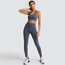 Load image into Gallery viewer, Fitness Clothes Women Gray Yoga Set 2 Piece Exercise Workout Clothing