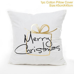 Cotton Linen Merry Christmas Cover Cushion Christmas Decor