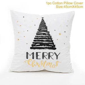 Cotton Linen Merry Christmas Cover Cushion Christmas Decor