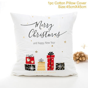 Cotton Linen Merry Christmas Cover Cushion Christmas Decor