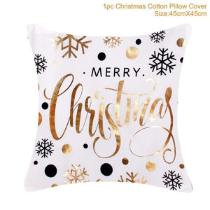 Cotton Linen Merry Christmas Cover Cushion Christmas Decor