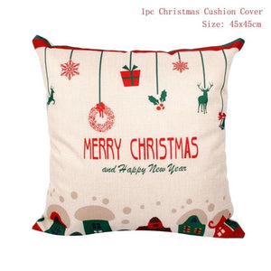 Cotton Linen Merry Christmas Cover Cushion Christmas Decor