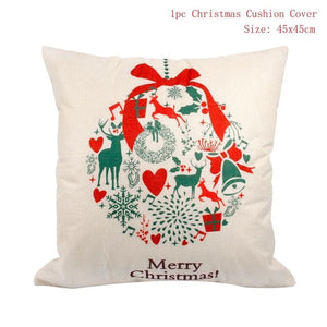 Cotton Linen Merry Christmas Cover Cushion Christmas Decor