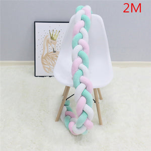 1M/2M/3M Baby Bumper Bed Braid Knot Pillow Cushion Bumper