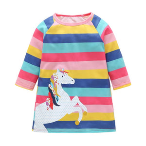 1-7 Years Kids Girl Dress Toddler Baby Long Sleeve