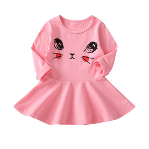 1-7 Years Kids Girl Dress Toddler Baby Long Sleeve