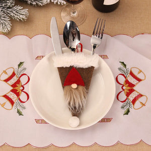 Santa Hat Reindeer Christmas New Year Pocket Fork Knife Cutlery Holder Bag