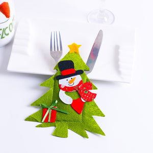 Santa Hat Reindeer Christmas New Year Pocket Fork Knife Cutlery Holder Bag