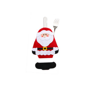 Santa Hat Reindeer Christmas New Year Pocket Fork Knife Cutlery Holder Bag