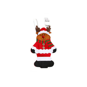 Santa Hat Reindeer Christmas New Year Pocket Fork Knife Cutlery Holder Bag