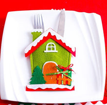 Load image into Gallery viewer, Santa Hat Reindeer Christmas New Year Pocket Fork Knife Cutlery Holder Bag