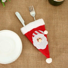 Load image into Gallery viewer, Santa Hat Reindeer Christmas New Year Pocket Fork Knife Cutlery Holder Bag