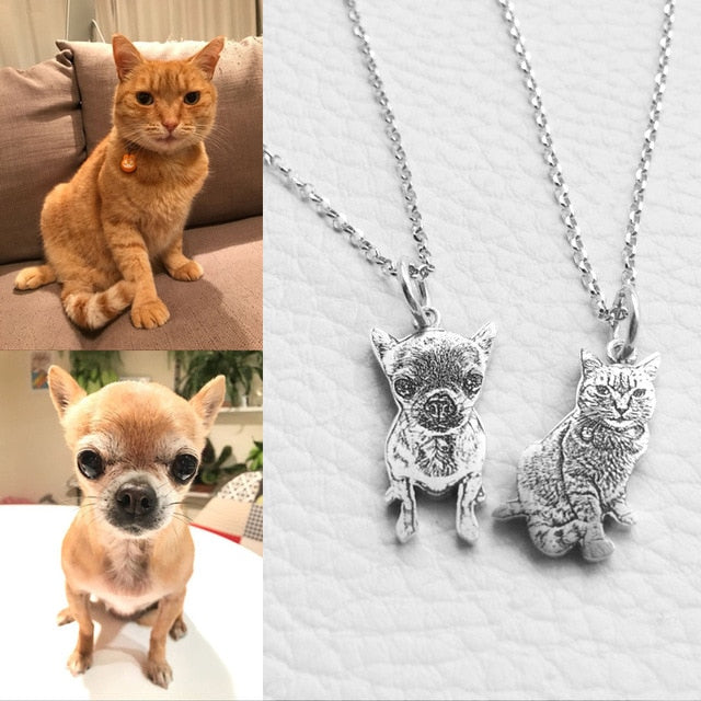 Custom Pet Photo Pendant Necklace Engraved Name 925 Sterling Silver Dog Tag Necklace for Women Men Memorial Best Christmas Gift