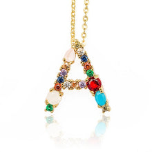 Load image into Gallery viewer, Multicolor fashion charm Gold 26 Alphabet pendant necklace