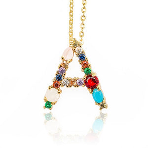 Multicolor fashion charm Gold 26 Alphabet pendant necklace