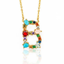 Load image into Gallery viewer, Multicolor fashion charm Gold 26 Alphabet pendant necklace