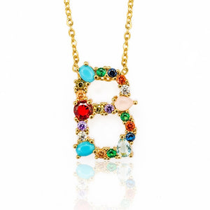 Multicolor fashion charm Gold 26 Alphabet pendant necklace