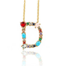 Load image into Gallery viewer, Multicolor fashion charm Gold 26 Alphabet pendant necklace