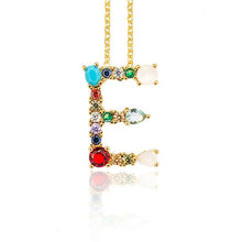 Load image into Gallery viewer, Multicolor fashion charm Gold 26 Alphabet pendant necklace