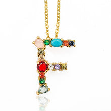 Load image into Gallery viewer, Multicolor fashion charm Gold 26 Alphabet pendant necklace