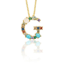 Load image into Gallery viewer, Multicolor fashion charm Gold 26 Alphabet pendant necklace