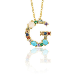 Multicolor fashion charm Gold 26 Alphabet pendant necklace