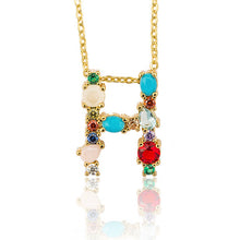 Load image into Gallery viewer, Multicolor fashion charm Gold 26 Alphabet pendant necklace