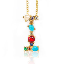 Load image into Gallery viewer, Multicolor fashion charm Gold 26 Alphabet pendant necklace