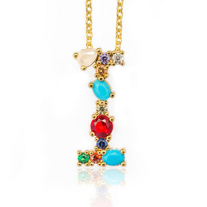 Multicolor fashion charm Gold 26 Alphabet pendant necklace