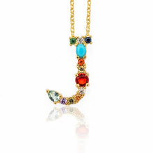 Load image into Gallery viewer, Multicolor fashion charm Gold 26 Alphabet pendant necklace