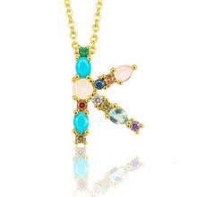 Load image into Gallery viewer, Multicolor fashion charm Gold 26 Alphabet pendant necklace