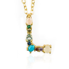 Load image into Gallery viewer, Multicolor fashion charm Gold 26 Alphabet pendant necklace