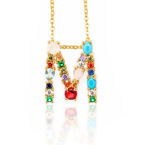 Multicolor fashion charm Gold 26 Alphabet pendant necklace