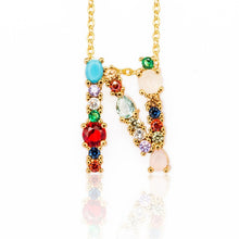 Load image into Gallery viewer, Multicolor fashion charm Gold 26 Alphabet pendant necklace