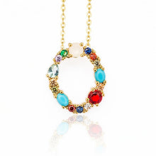 Load image into Gallery viewer, Multicolor fashion charm Gold 26 Alphabet pendant necklace