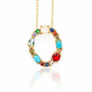 Multicolor fashion charm Gold 26 Alphabet pendant necklace