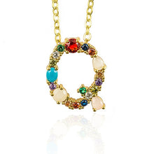 Load image into Gallery viewer, Multicolor fashion charm Gold 26 Alphabet pendant necklace