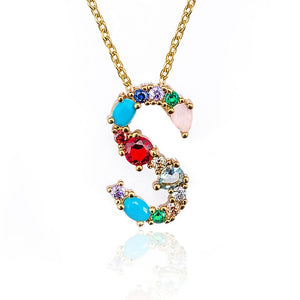 Multicolor fashion charm Gold 26 Alphabet pendant necklace