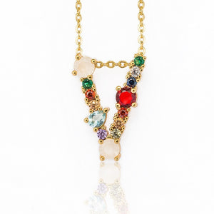 Multicolor fashion charm Gold 26 Alphabet pendant necklace