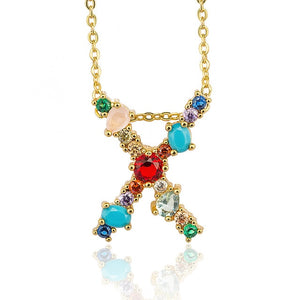 Multicolor fashion charm Gold 26 Alphabet pendant necklace