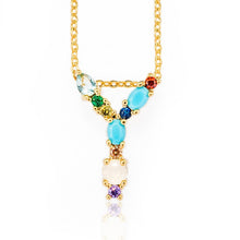 Load image into Gallery viewer, Multicolor fashion charm Gold 26 Alphabet pendant necklace