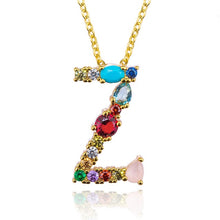 Load image into Gallery viewer, Multicolor fashion charm Gold 26 Alphabet pendant necklace